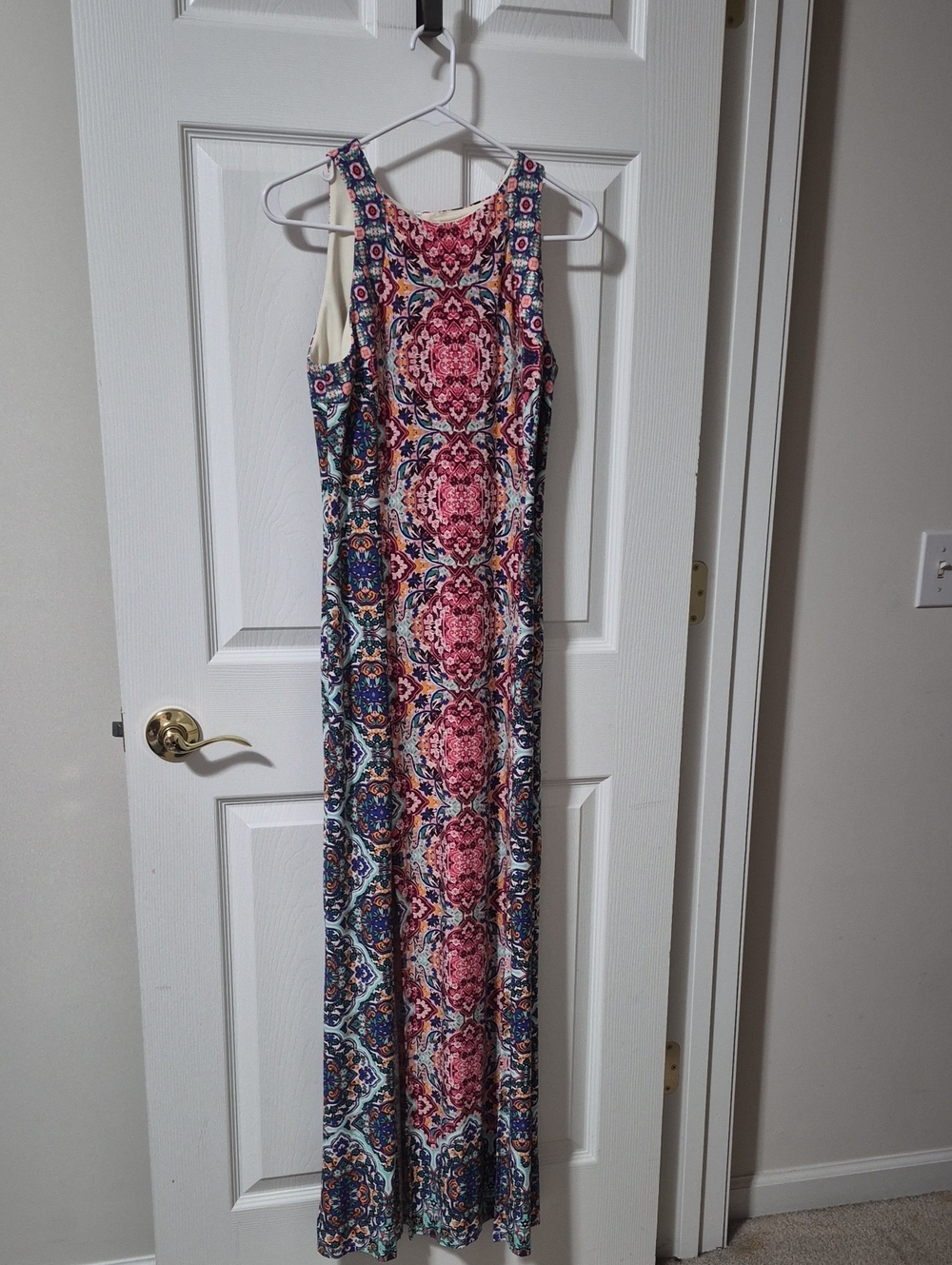 London Times Pink Multi-Pattern Sleeveless Maxi Dress